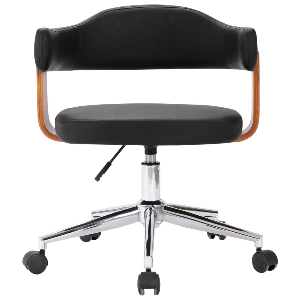 Chaise pivotante de bureau Noir Bois courbé et similicuir