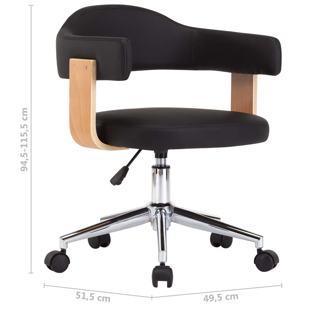 Chaises de salle à manger pivotantes 2 pcs Noir Similicuir