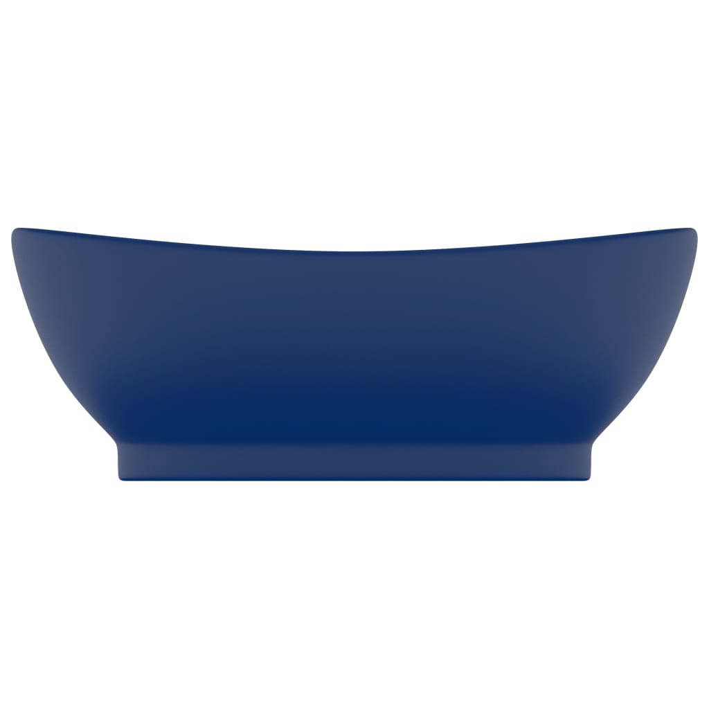 Lavabo ovale à trop-plein Bleu foncé mat 58,5x39 cm Céramique