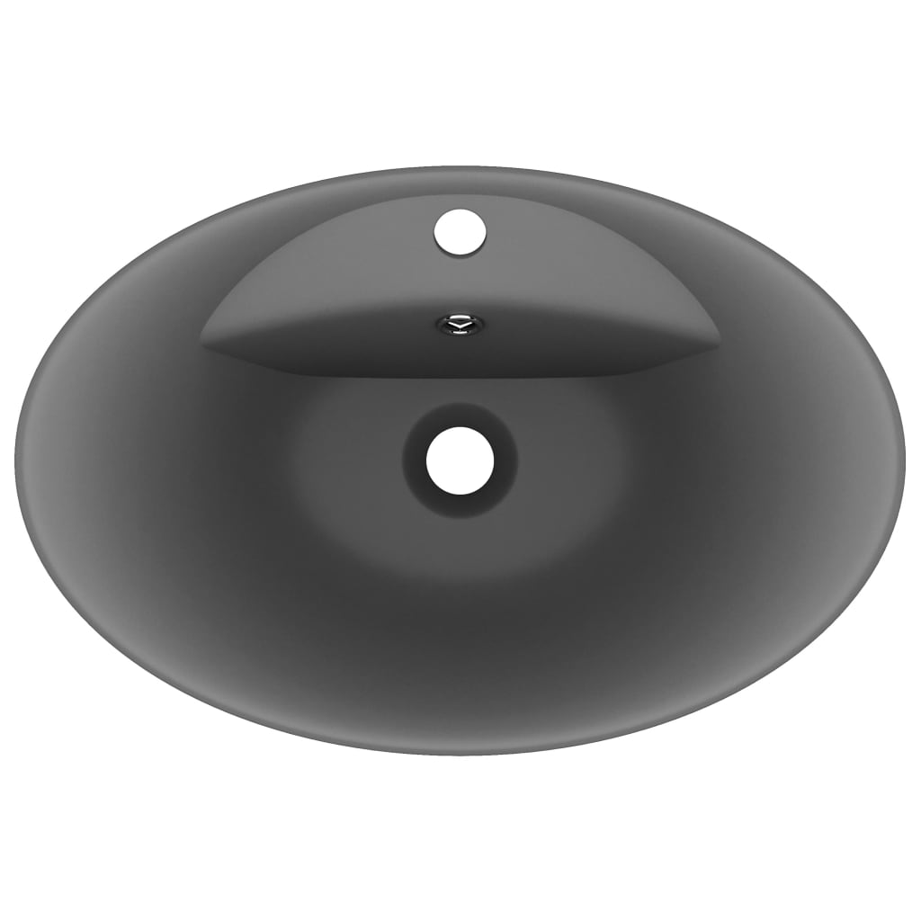 Lavabo ovale à trop-plein Gris foncé mat 58,5x39 cm Céramique