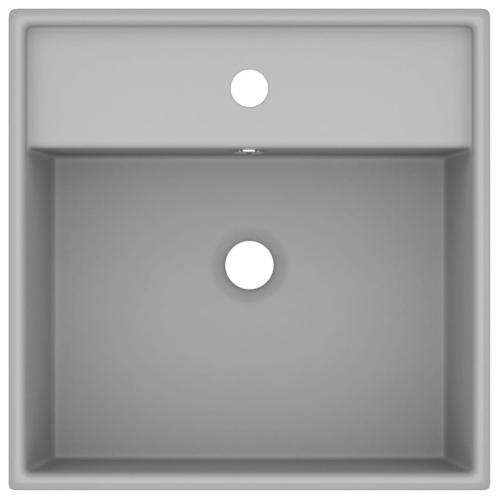 Lavabo carré à trop-plein Gris clair mat 41x41 cm Céramique