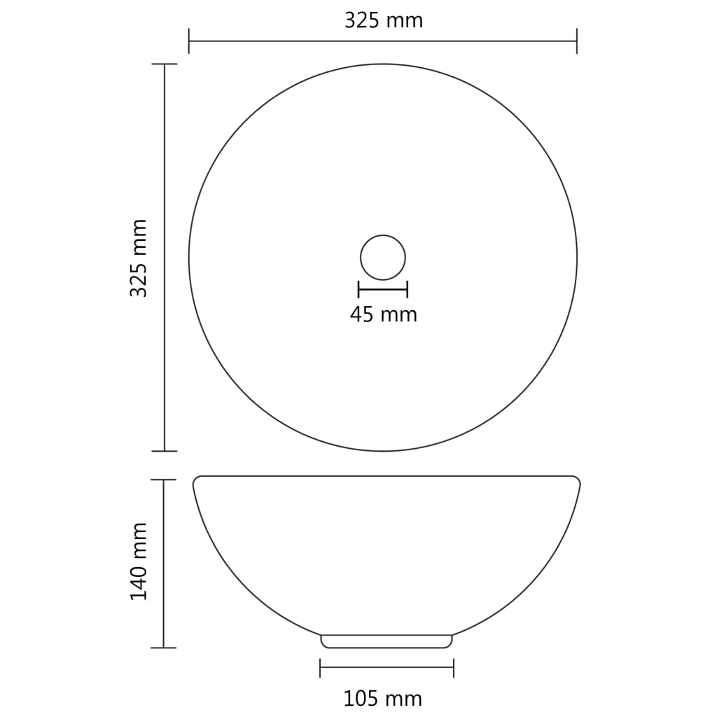 Lavabo rond de salle de bain Rose mat 32,5x14 cm Céramique