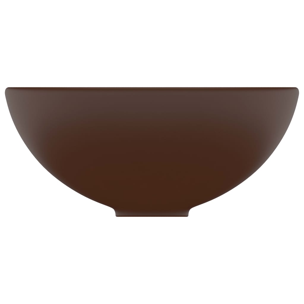 Lavabo rond salle de bain Marron foncé mat 32,5x14 cm Céramique