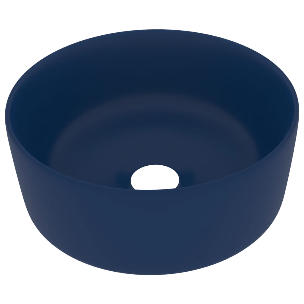 Lavabo rond de luxe Bleu foncé mat 40x15 cm Céramique