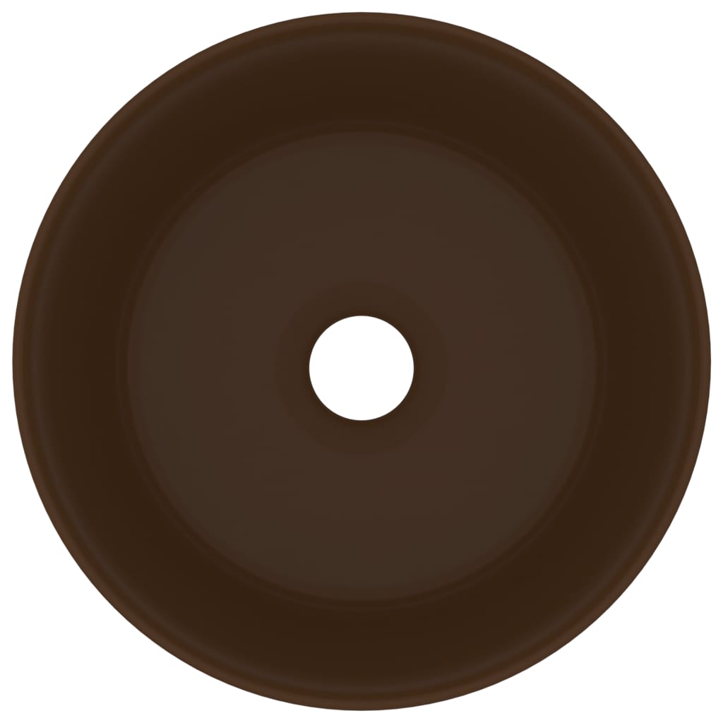Lavabo rond de luxe Marron foncé mat 40x15 cm Céramique
