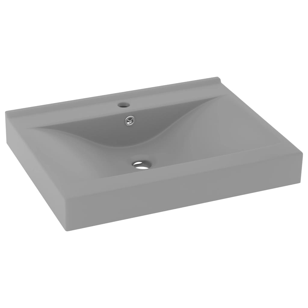 Lavabo avec trou de robinet Gris clair mat 60x46 cm Céramique