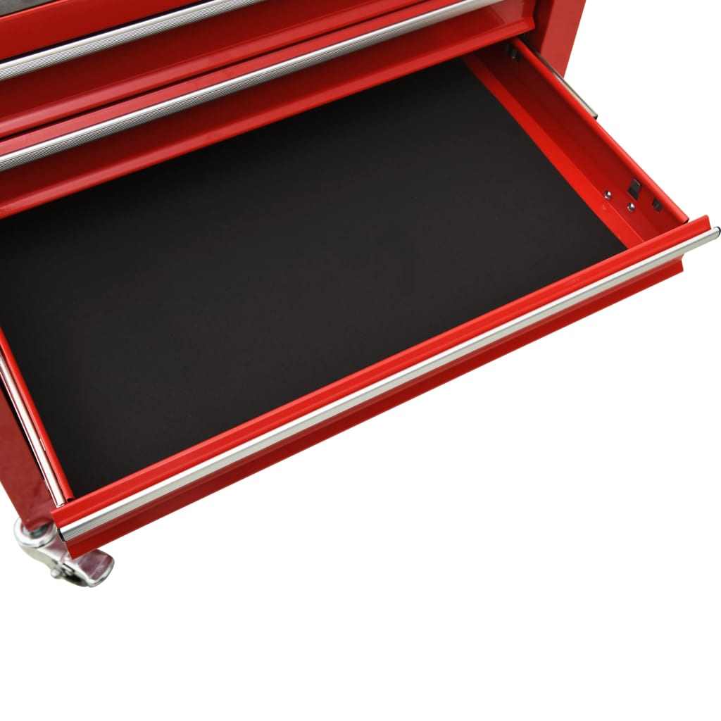 Chariot à outils avec 4 tiroirs Acier Rouge