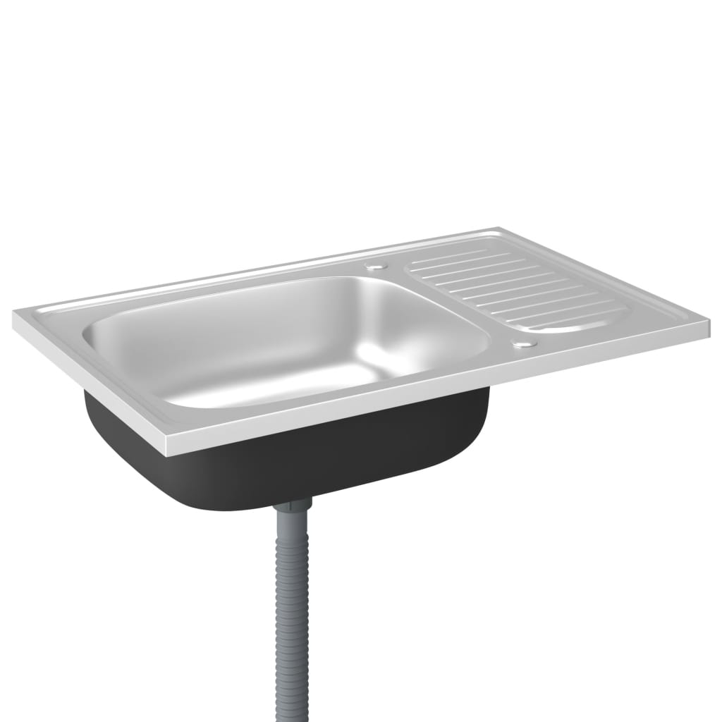 Jeu d'évier de cuisine et égouttoir Argenté 800x500x155 mm Inox