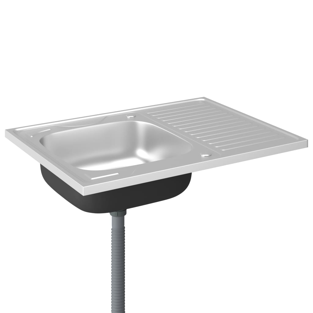 Jeu d'évier de cuisine et égouttoir Argenté 800x600x155 mm Inox
