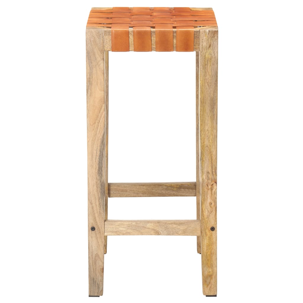 Tabourets de bar 2 pcs Marron Cuir véritable 75 cm