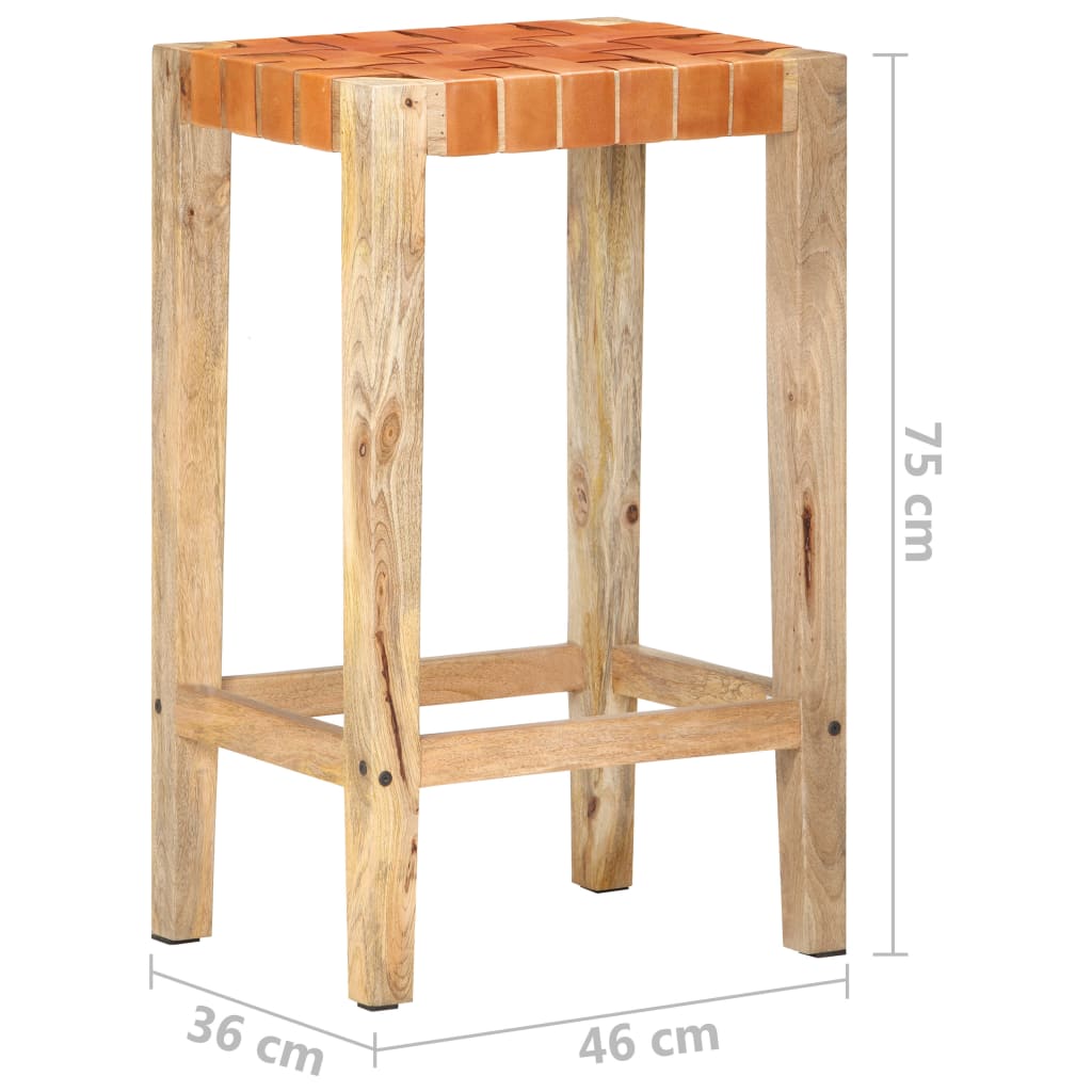Tabourets de bar 2 pcs Marron Cuir véritable 75 cm