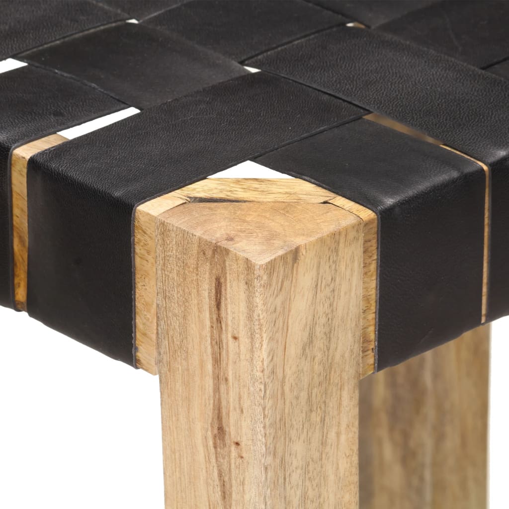 Tabourets de bar 2 pcs Noir Cuir véritable 75 cm