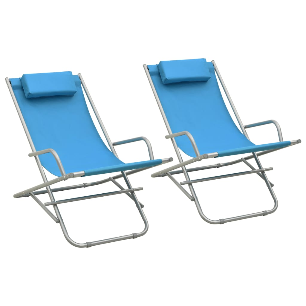 Chaises à bascule 2 pcs Acier Bleu