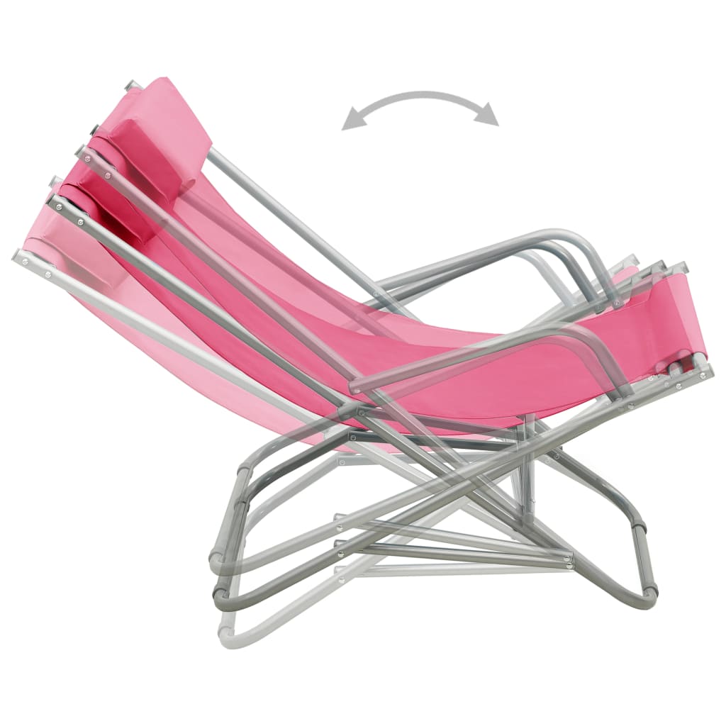 Chaises à bascule 2 pcs Acier Rose