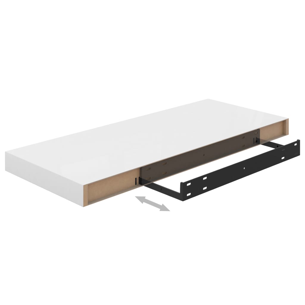 Floating Wall Shelf High Gloss White 60x23,5x3,8 cm MDF