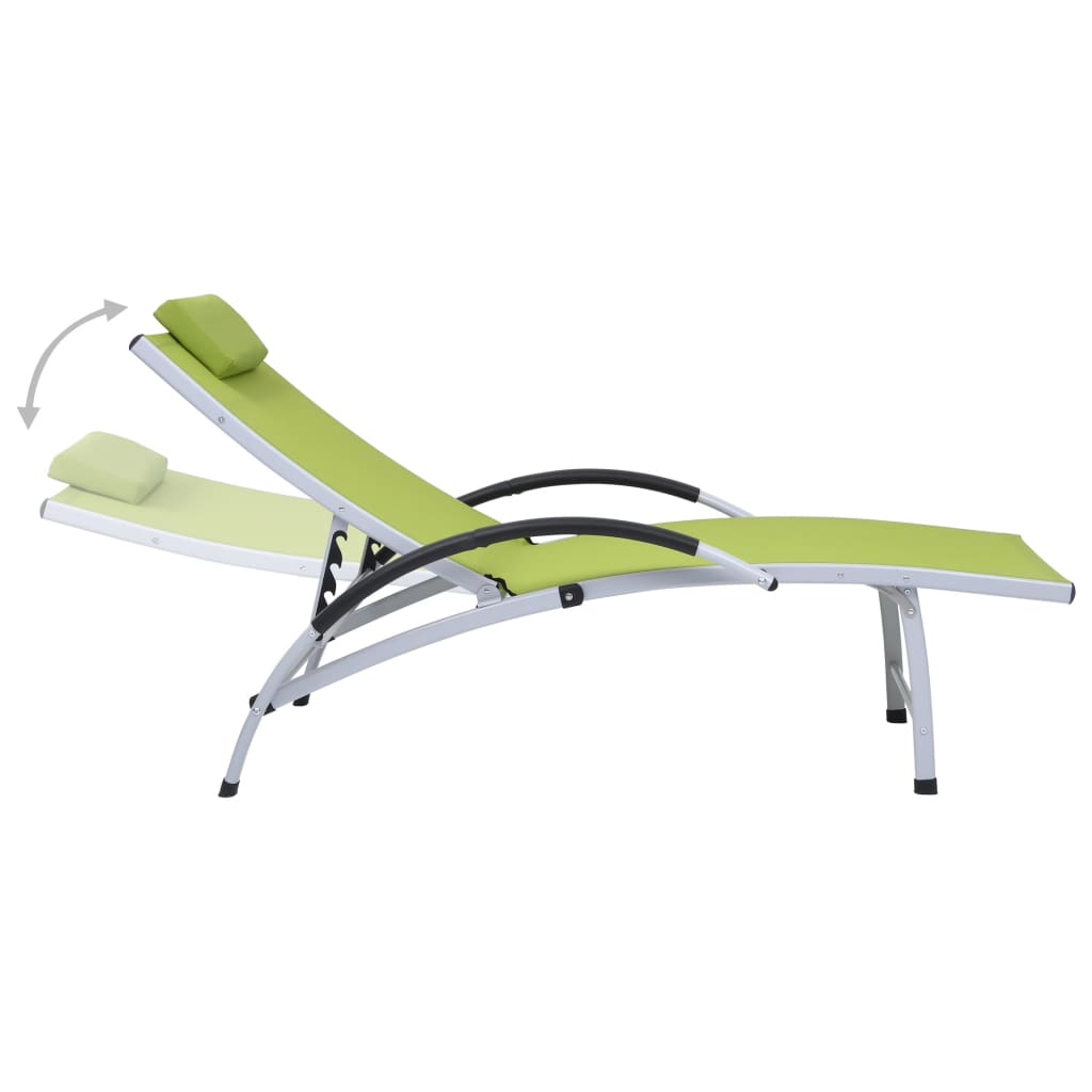 Chaise longue Aluminium textilène Vert