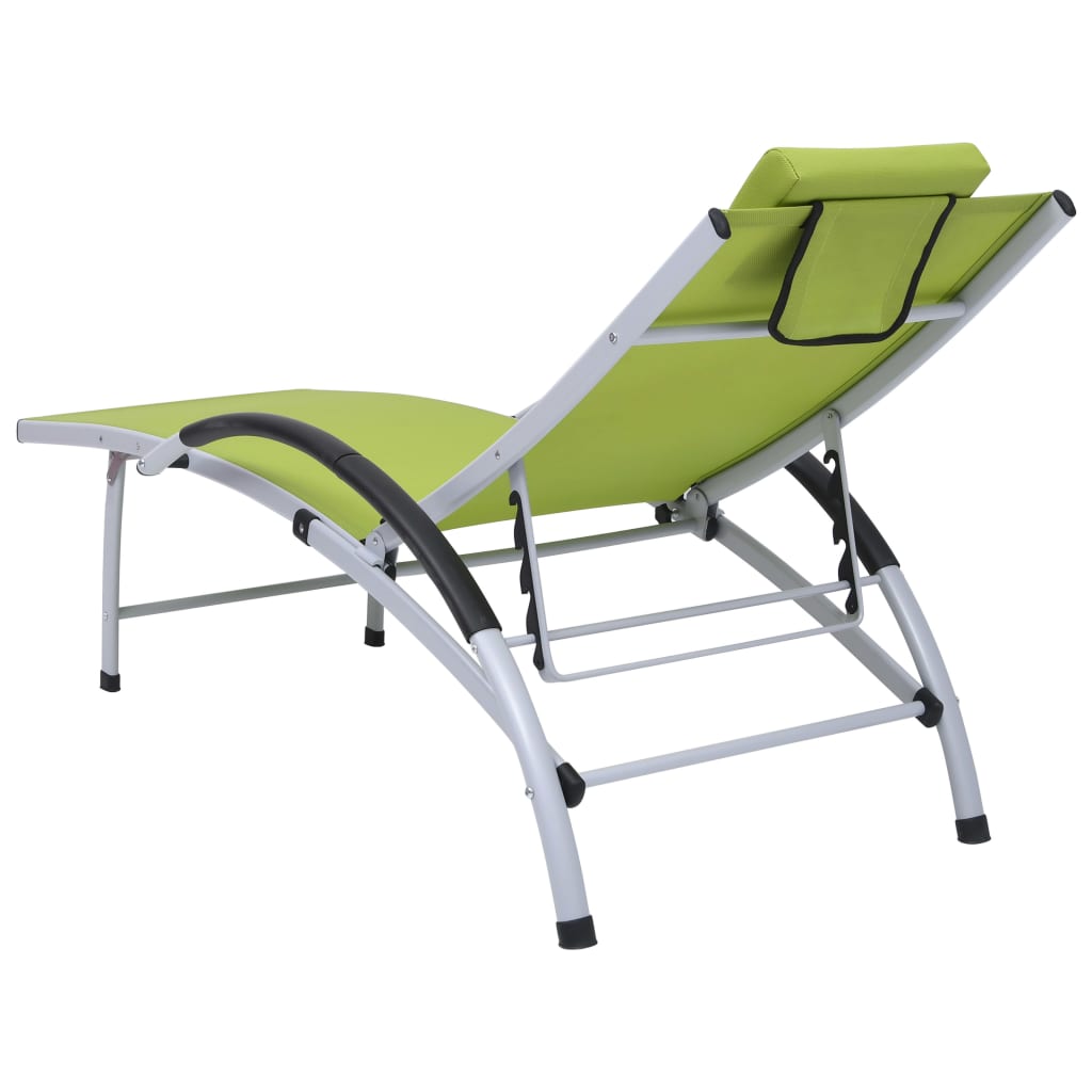 Chaise longue Aluminium textilène Vert