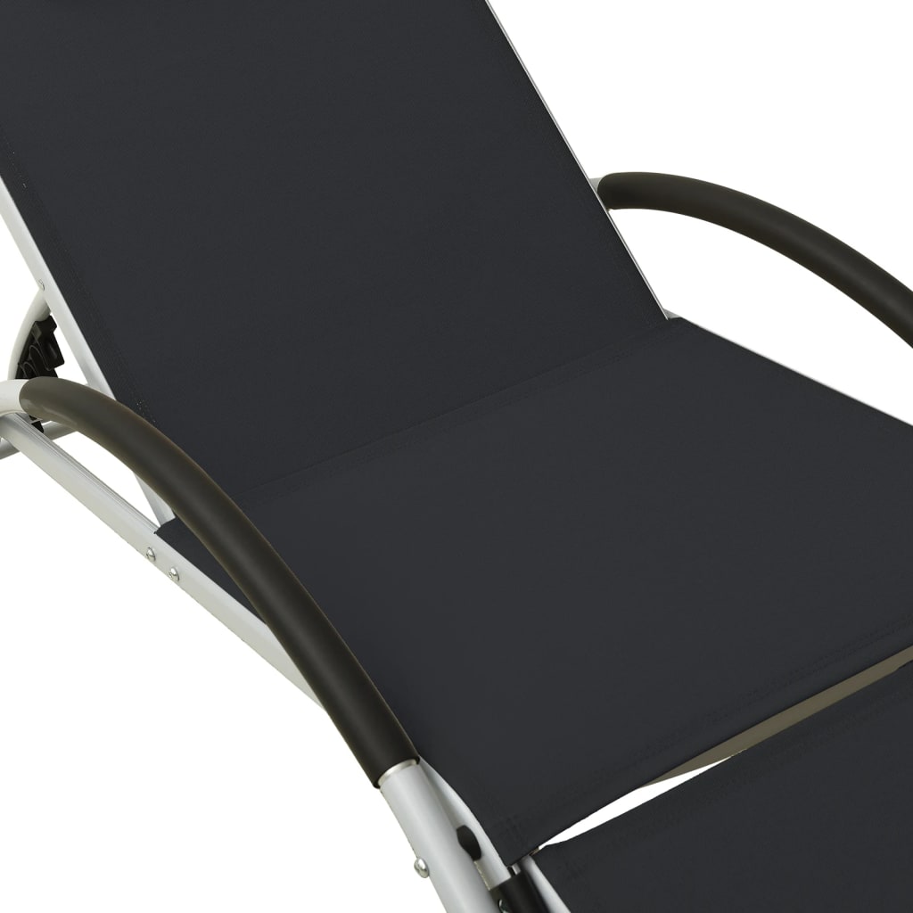 Chaise longue avec oreiller Textilène Noir