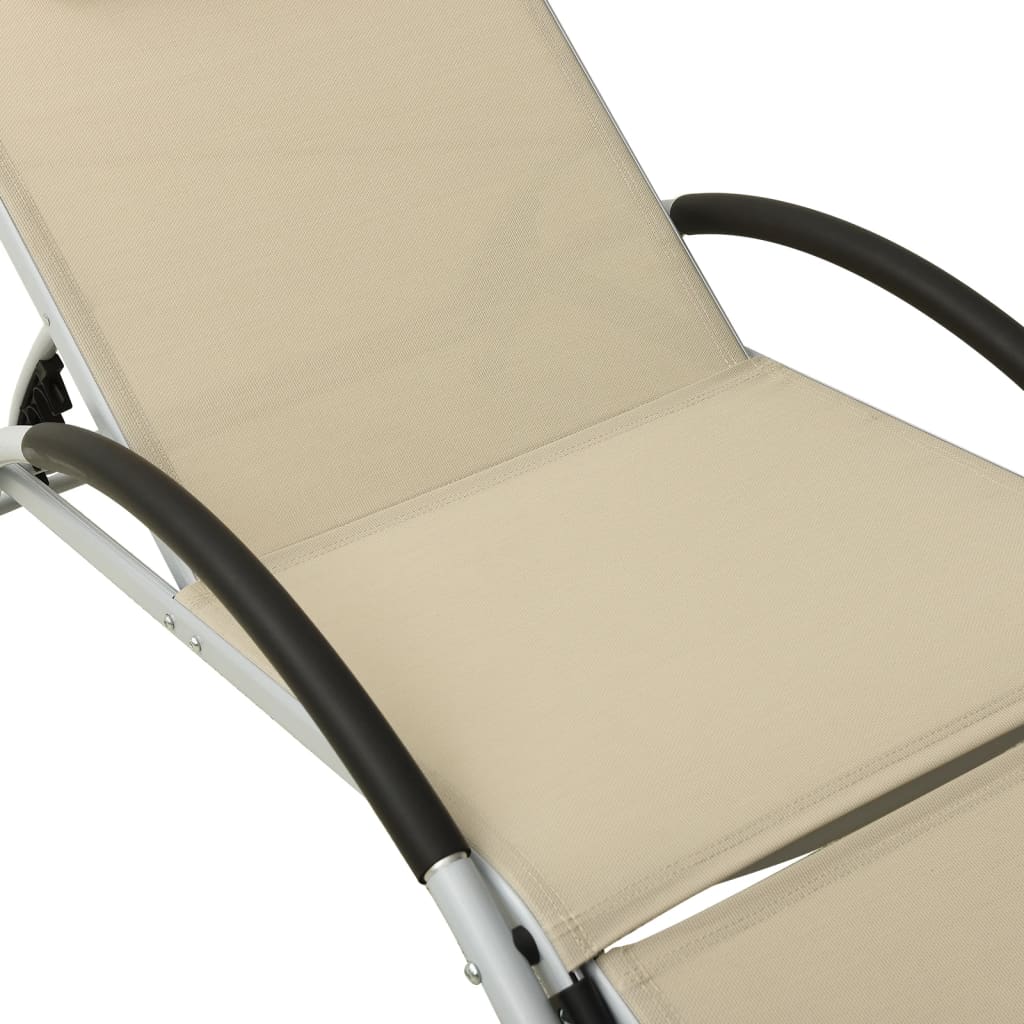 Chaise longue avec oreiller Textilène Crème