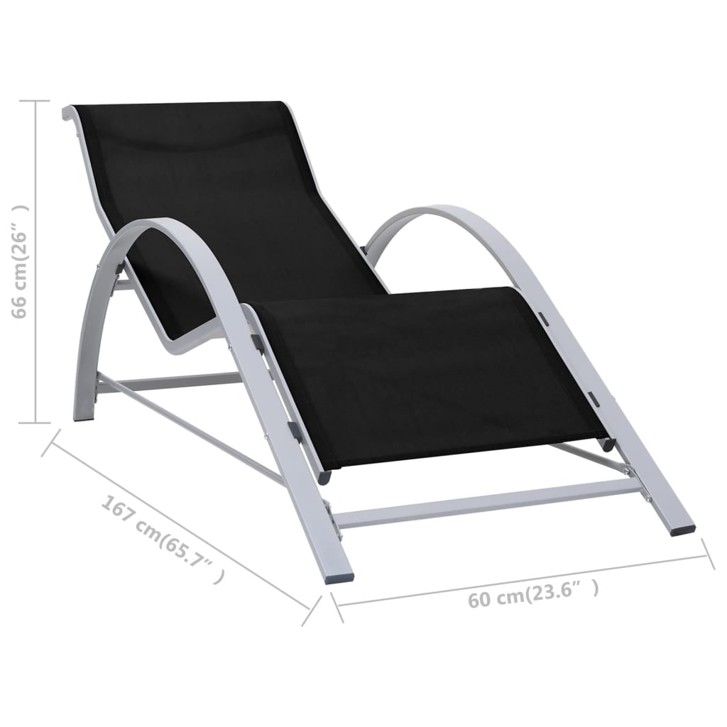 Chaise longue Textilène et aluminium Noir