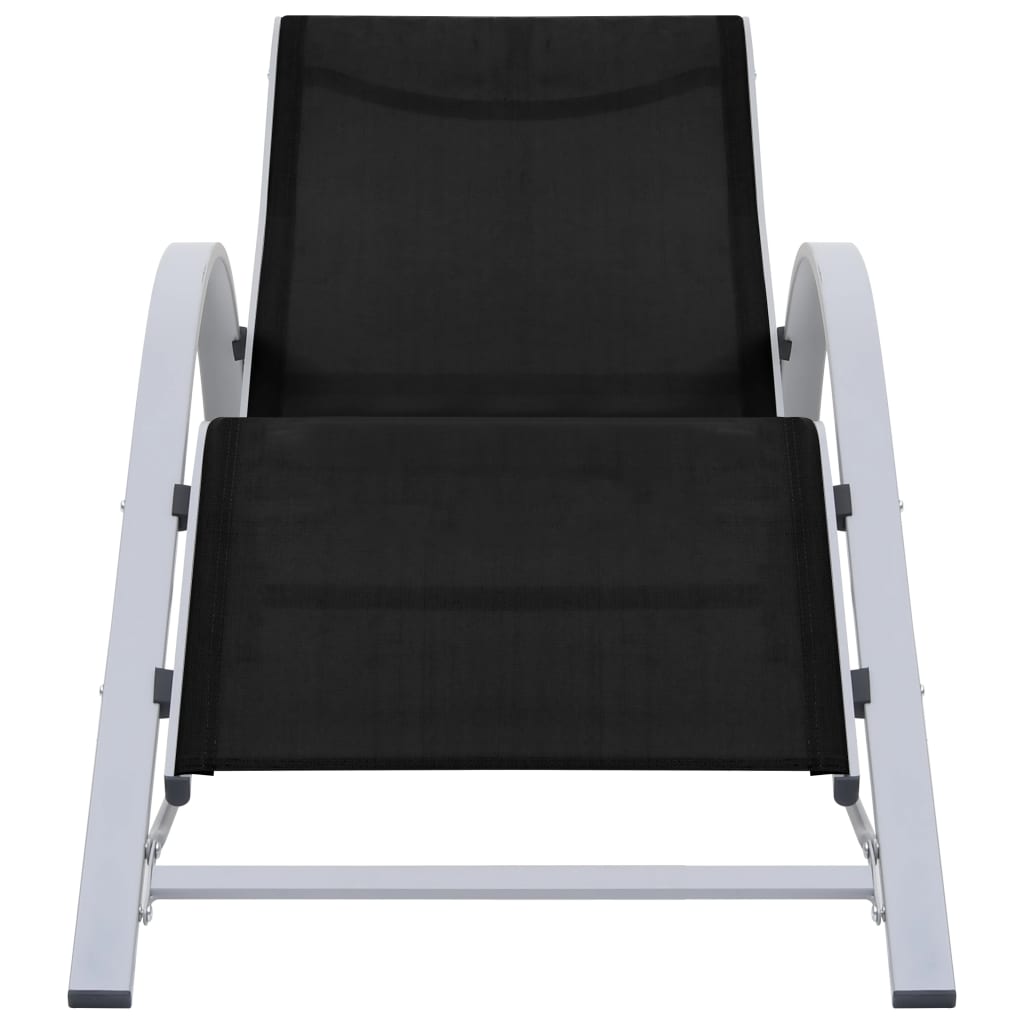 Chaises longues 2 pcs avec table Aluminium Noir