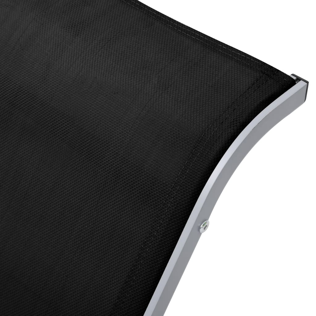 Chaises longues 2 pcs avec table Aluminium Noir