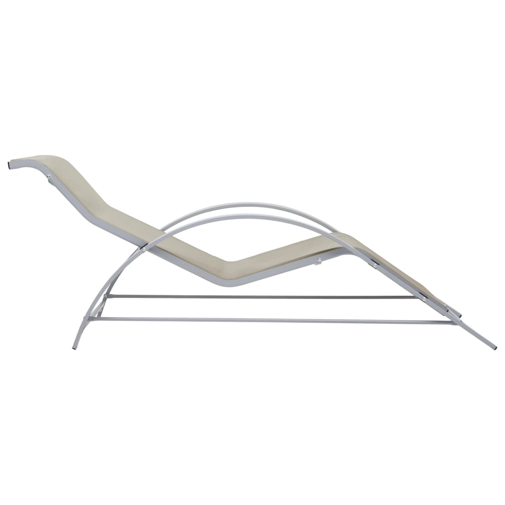 Chaises longues 2 pcs avec table Aluminium Crème