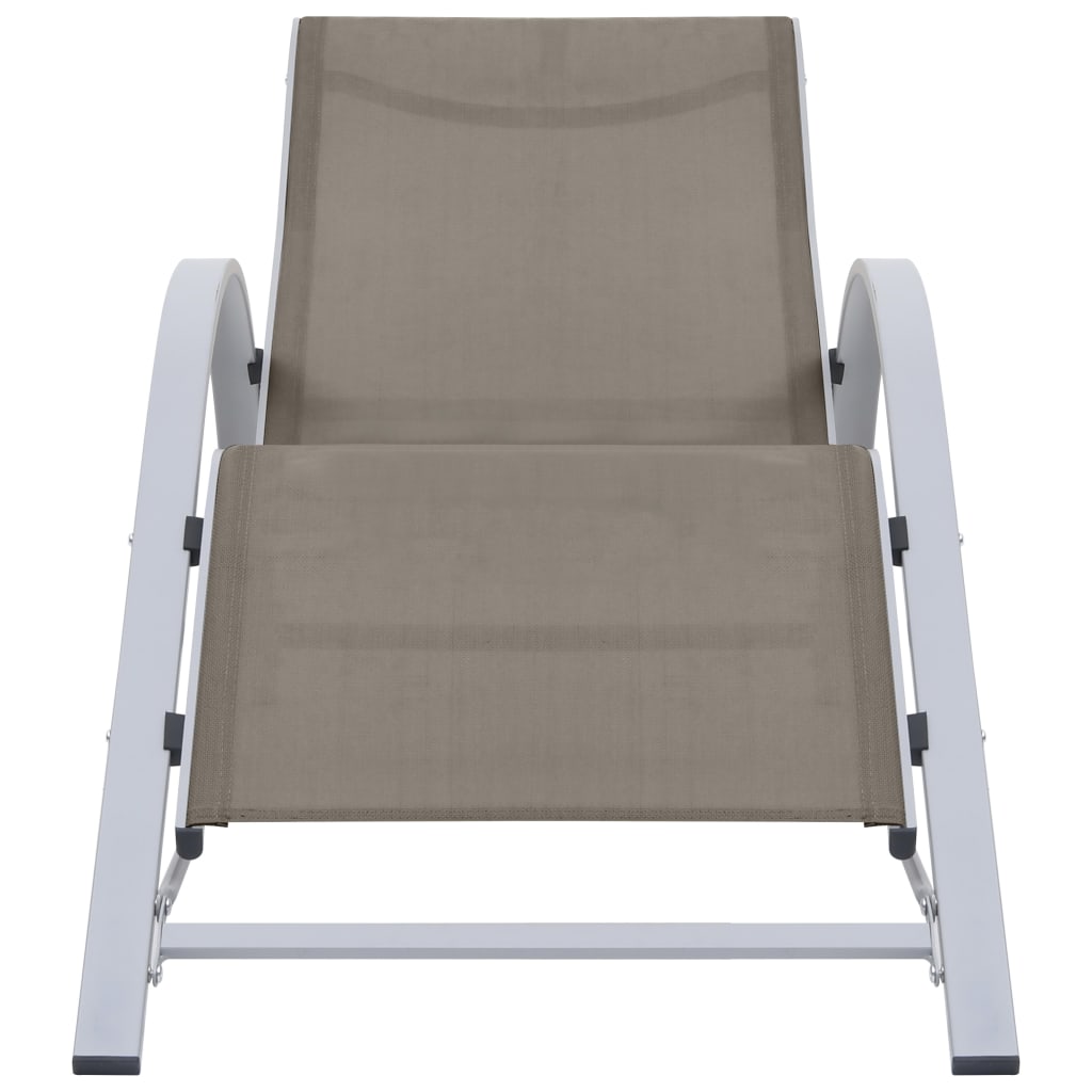 Chaises longues 2 pcs avec table Aluminium Taupe