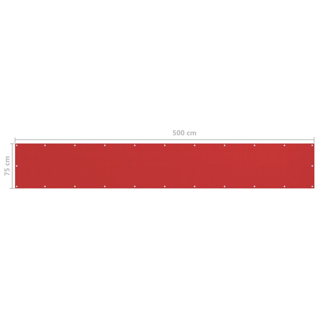 Écran de balcon Rouge 75x500 cm PEHD