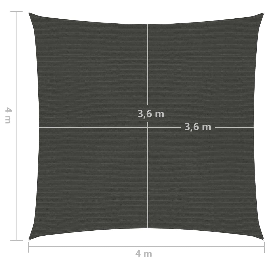 Voile d'ombrage 160 g/m² Anthracite 4x4 m PEHD