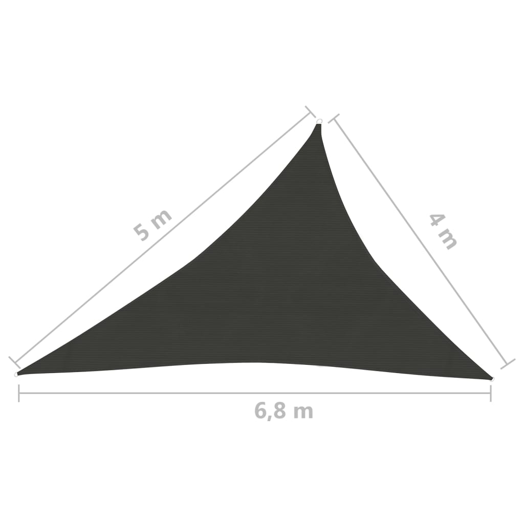 Voile d'ombrage 160 g/m² Anthracite 4x5x6,8 m PEHD