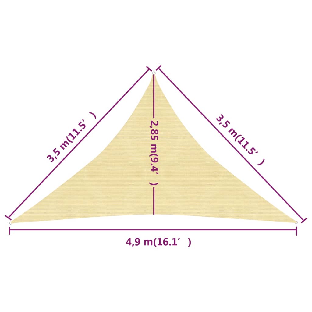 Voile d'ombrage 160 g/m² Marron 3,5x3,5x4,9 m PEHD
