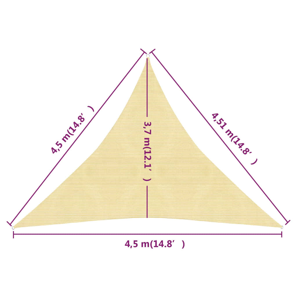 Voile d'ombrage 160 g/m² Marron 4,5x4,5x4,5 m PEHD