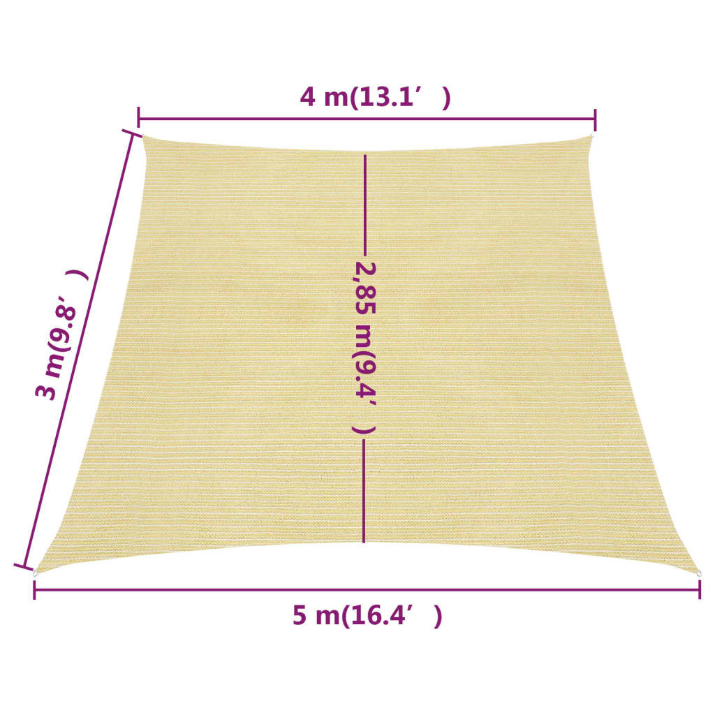 Voile d'ombrage 160 g/m² Beige 4/5x3 m PEHD