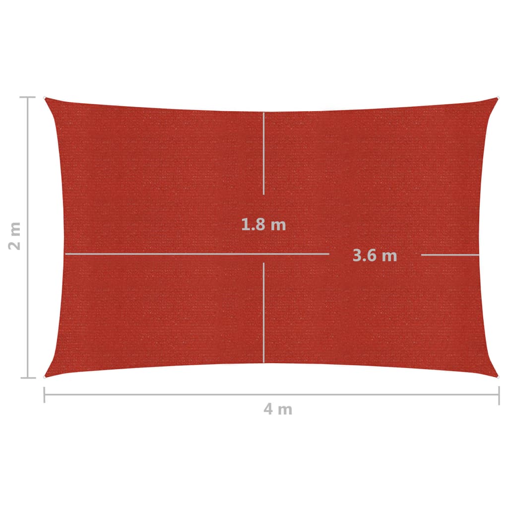 Voile d'ombrage 160 g/m² Rouge 2x4 m PEHD