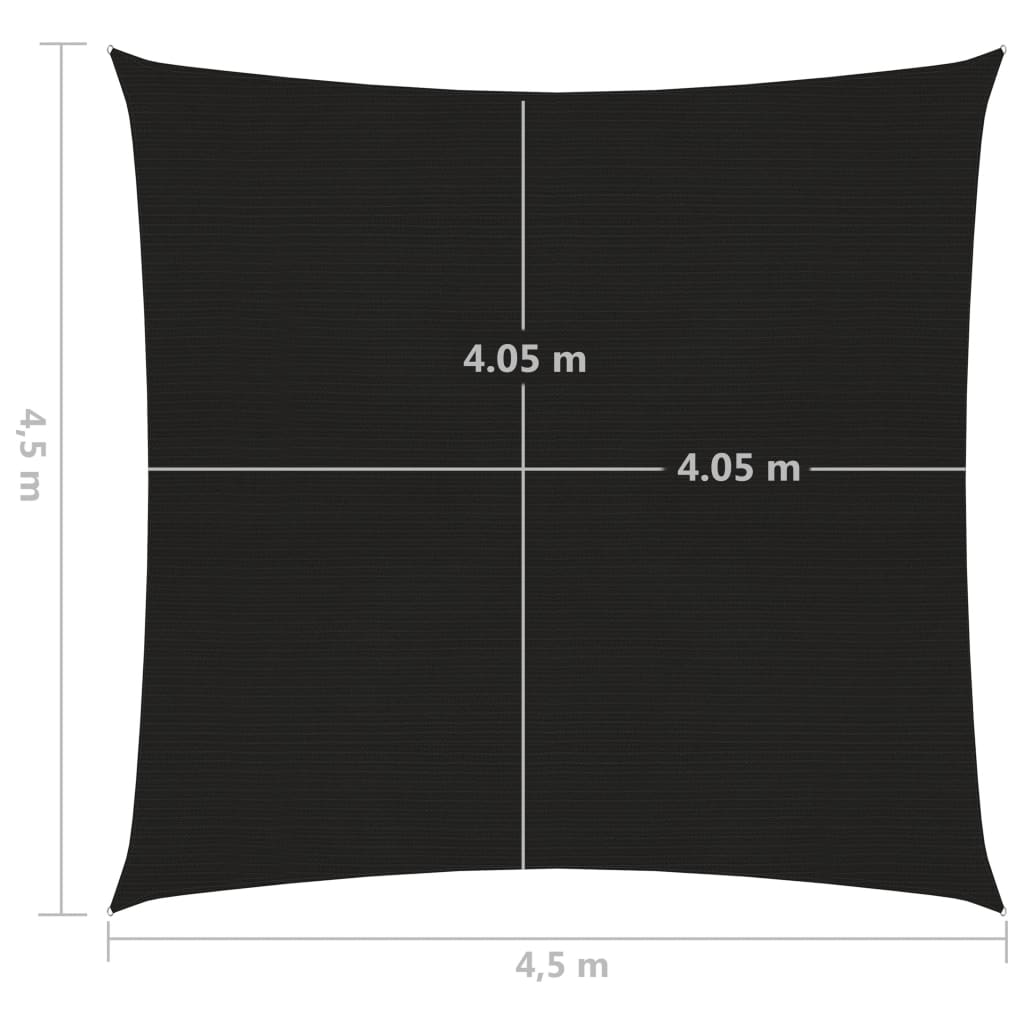 Voile d'ombrage 160 g/m² Noir 4,5x4,5 m PEHD