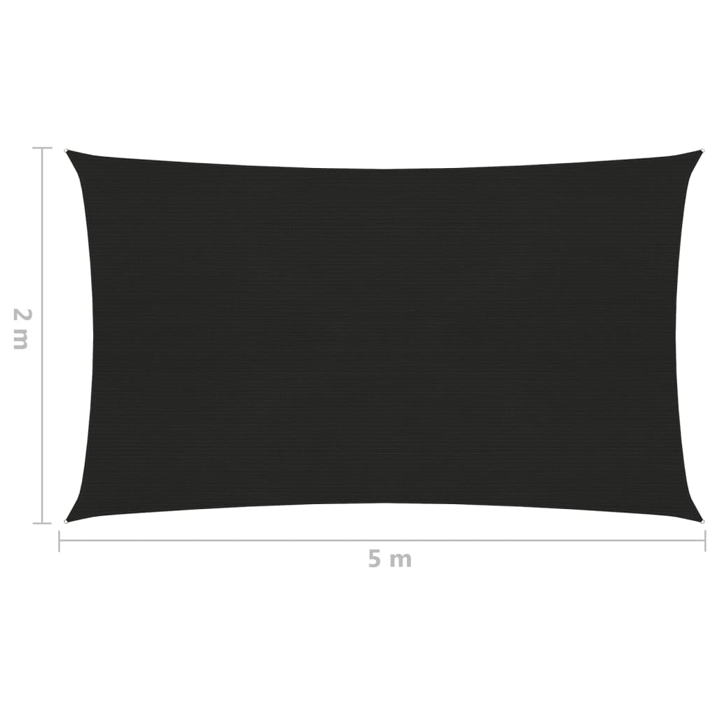 Voile d'ombrage 160 g/m² Noir 2x5 m PEHD