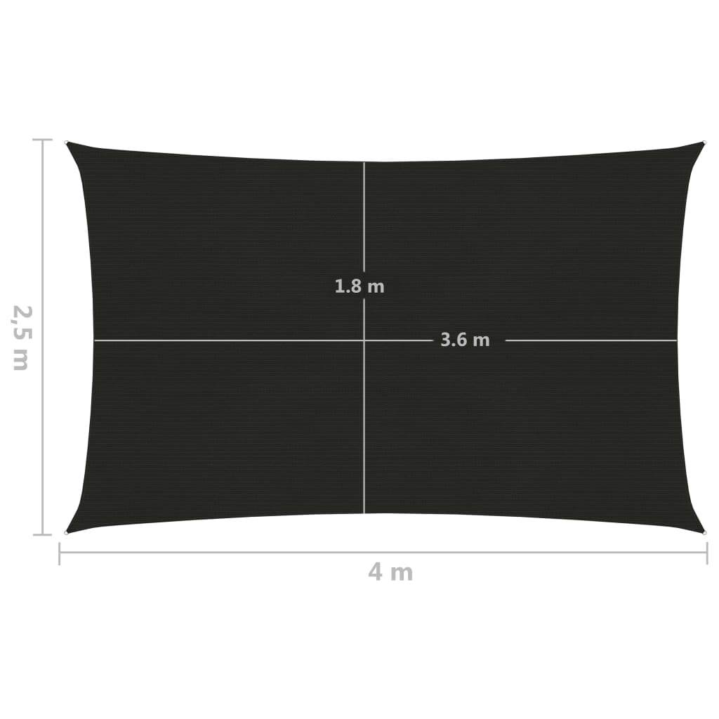 Voile d'ombrage 160 g/m² Noir 2,5x4 m PEHD