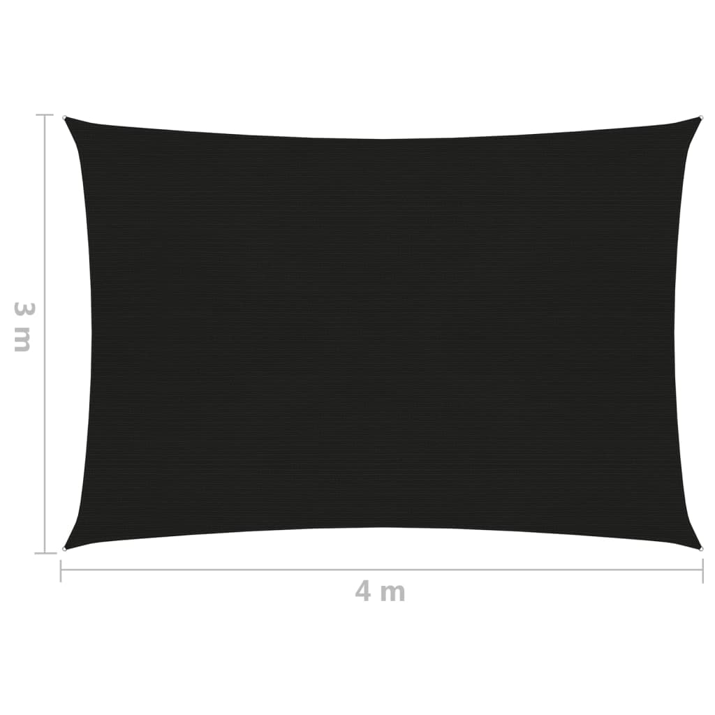 Voile d'ombrage 160 g/m² Noir 3x4 m PEHD