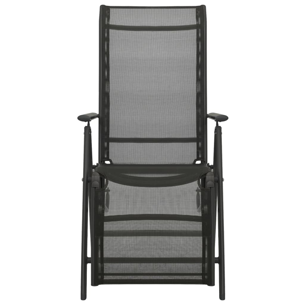 Chaises inclinables de jardin 2 pcs Textilène et aluminium Noir