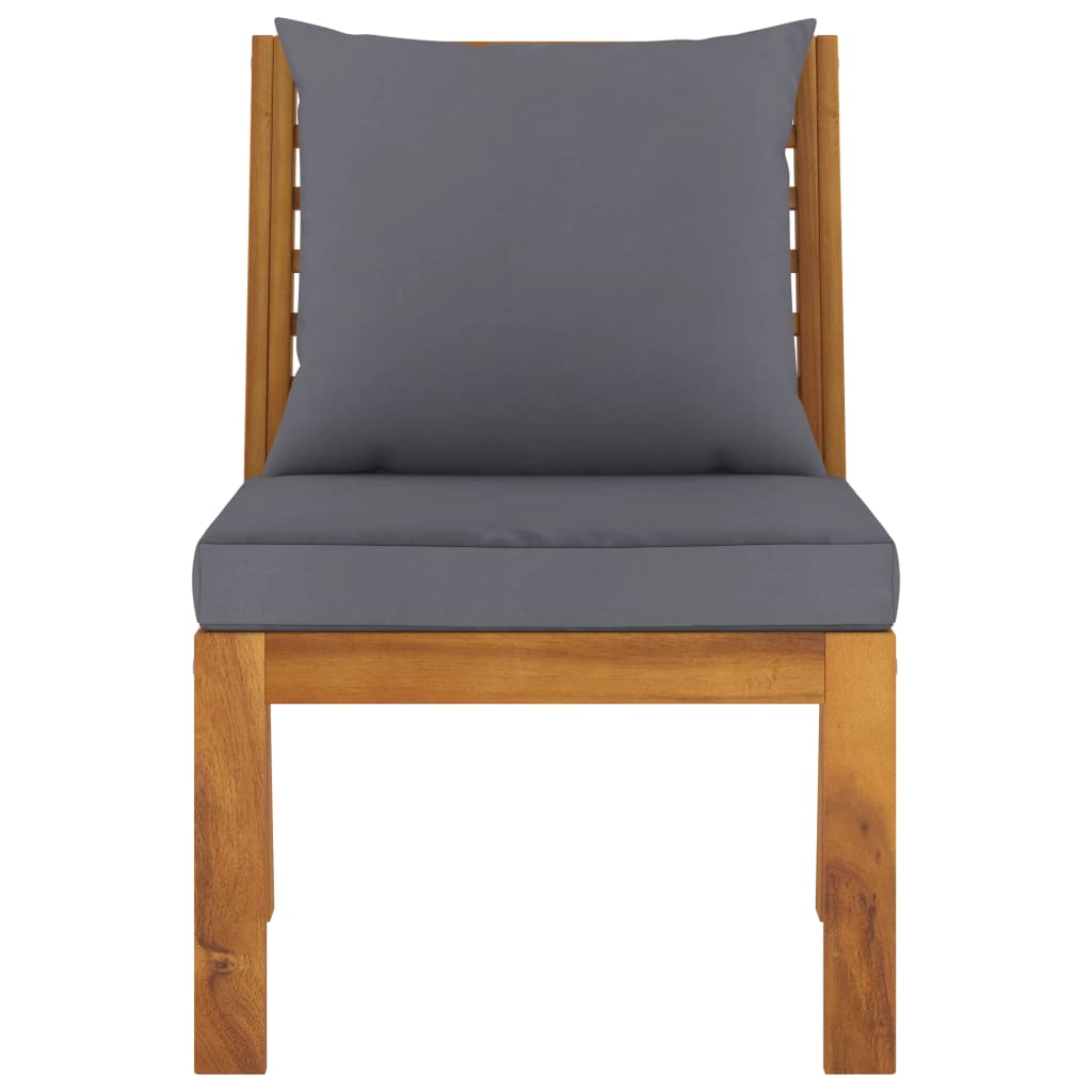 Canapé central sectionnel avec coussin gris foncé Bois d'acacia