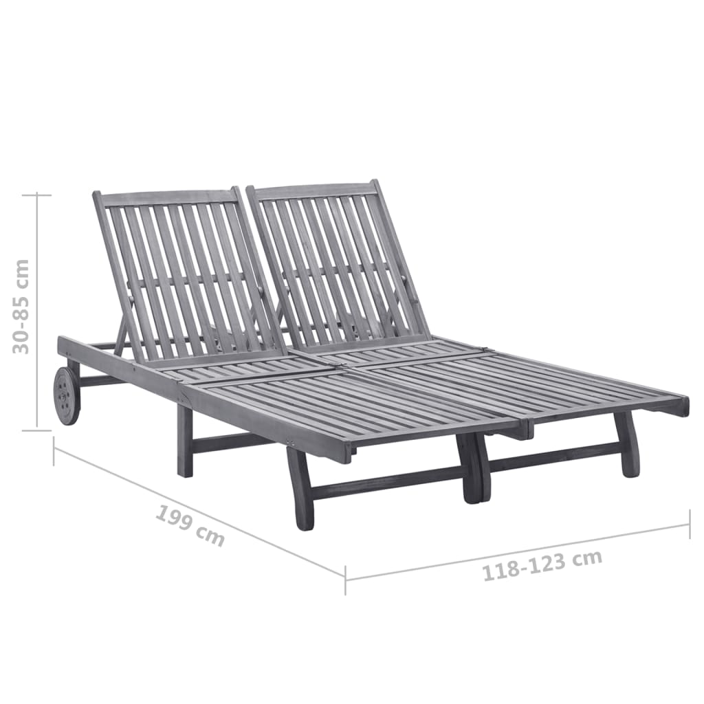 Chaise longue 2 places Bois d'acacia massif