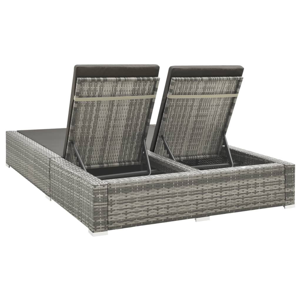 Chaise longue double Résine tressée Gris