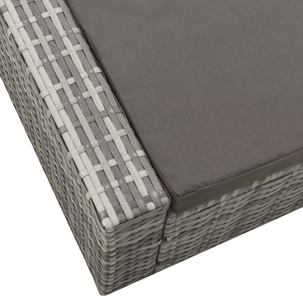 Chaise longue double Résine tressée Gris