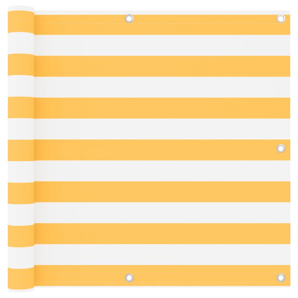 Écran de balcon Blanc et jaune 90x500 cm Tissu Oxford