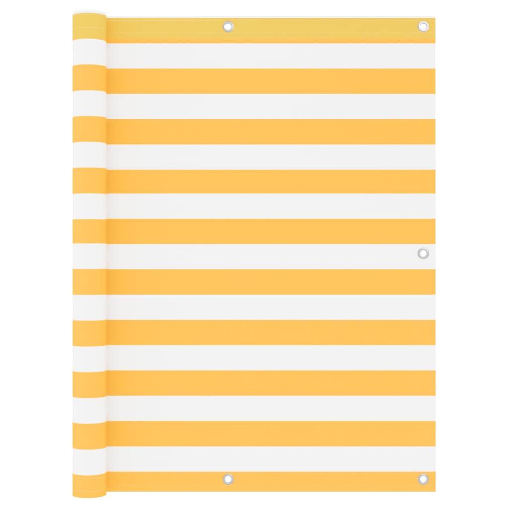 Écran de balcon Blanc et jaune 120x400 cm Tissu Oxford
