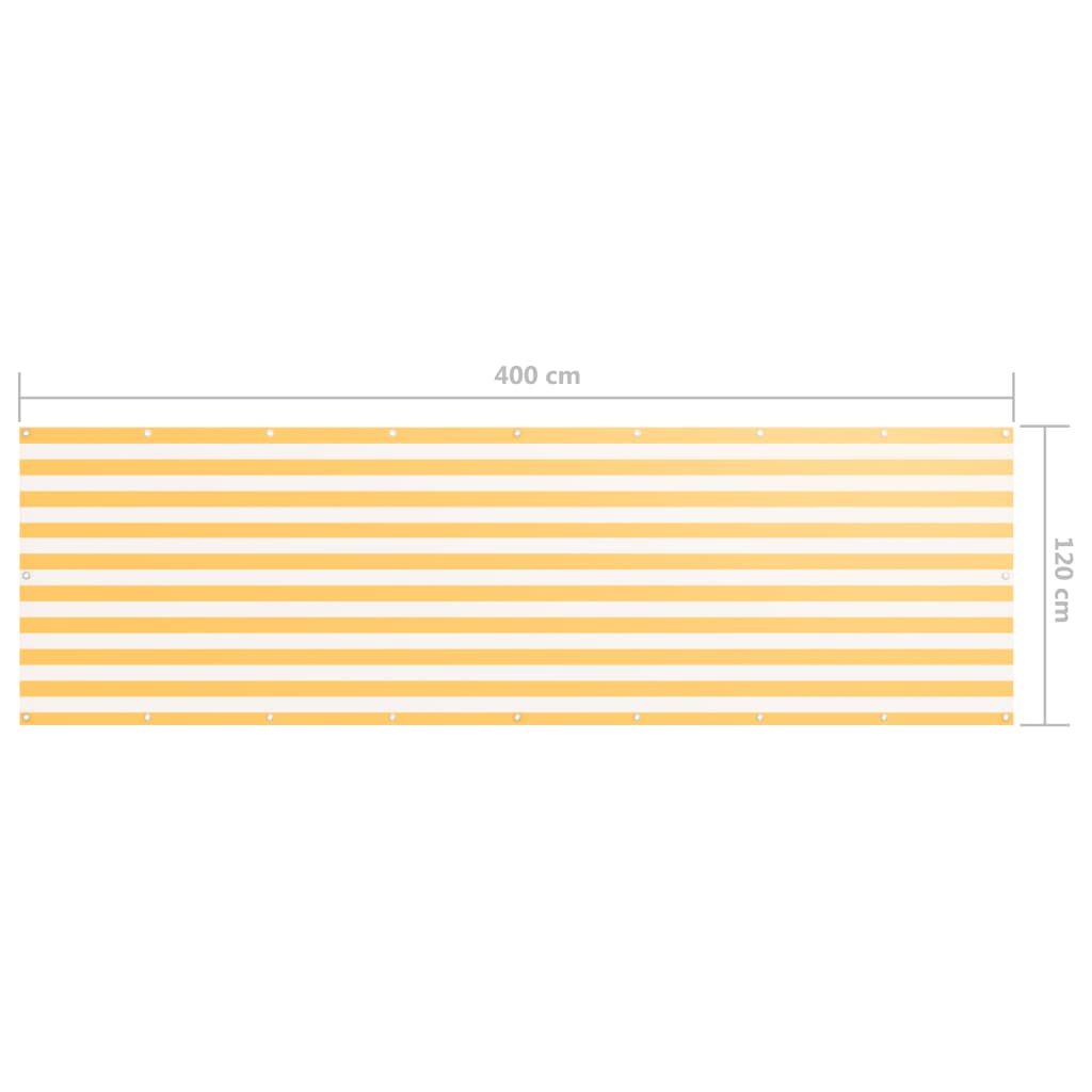 Écran de balcon Blanc et jaune 120x400 cm Tissu Oxford