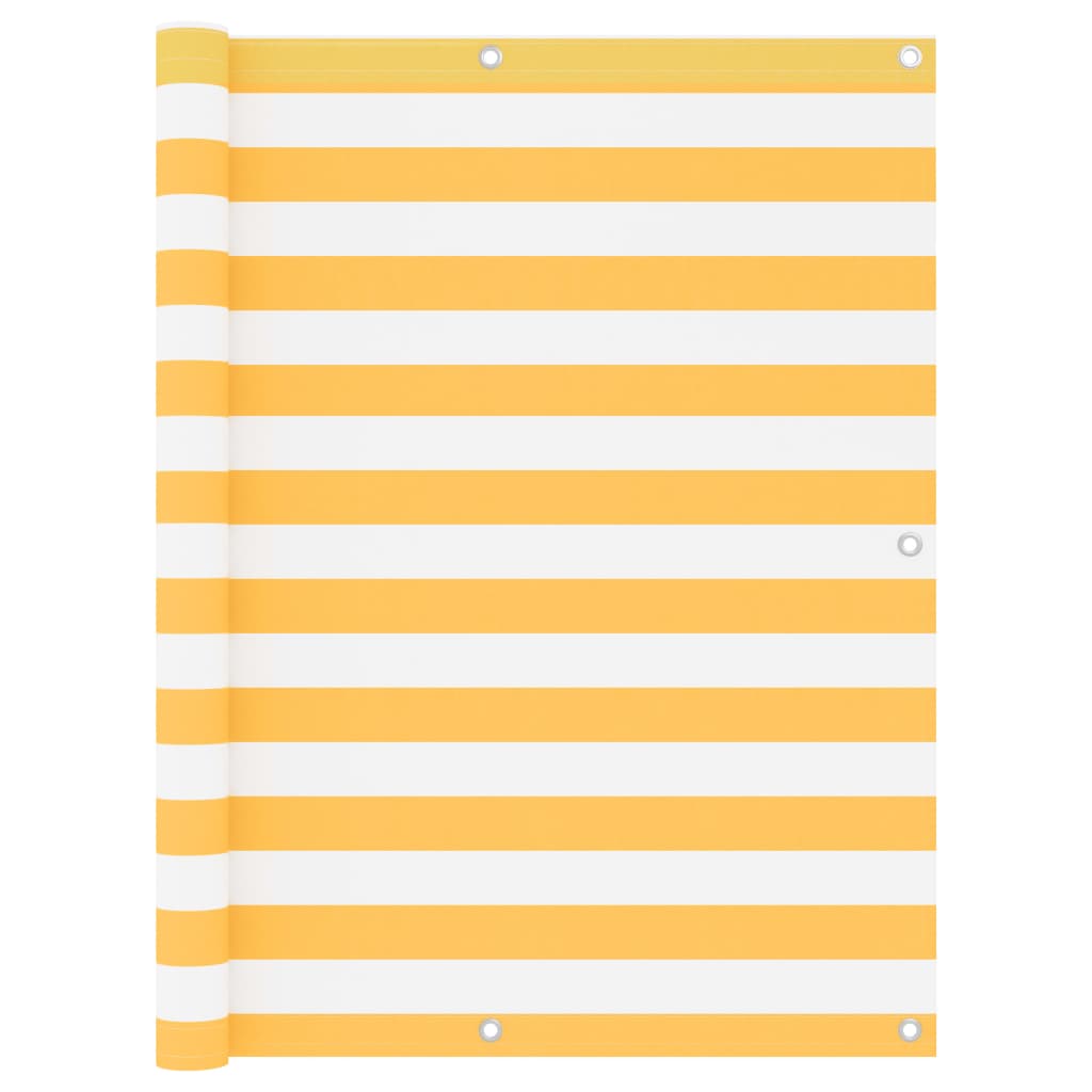 Écran de balcon Blanc et jaune 120x600 cm Tissu Oxford