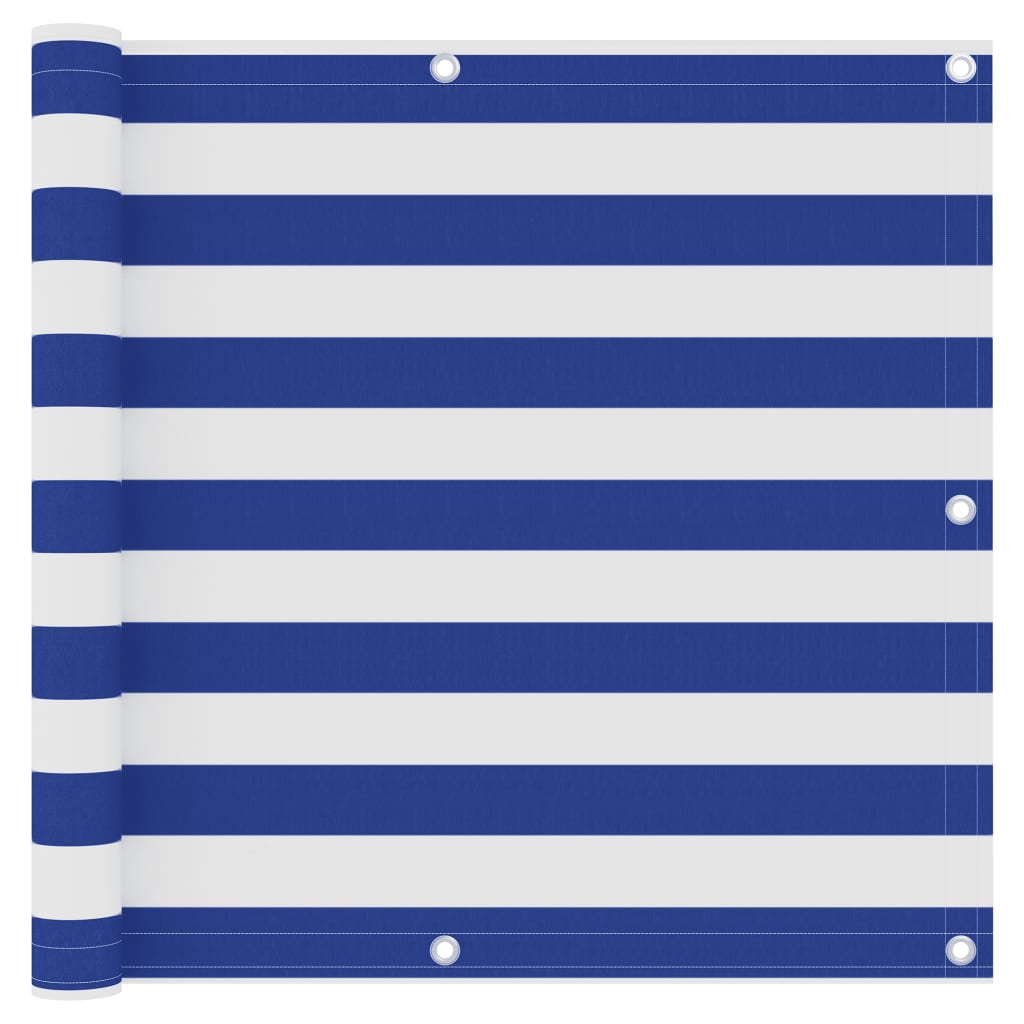 Écran de balcon Blanc et bleu 90x300 cm Tissu Oxford