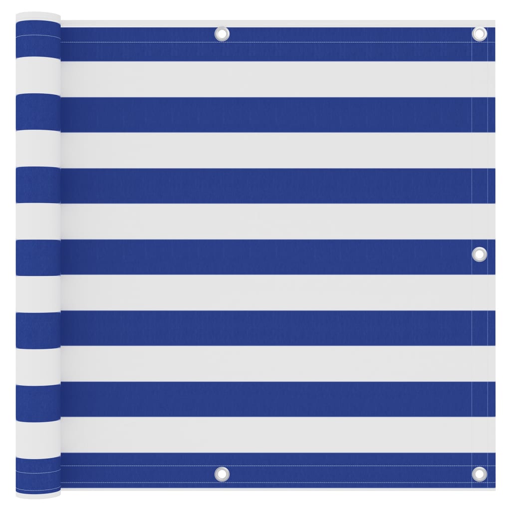 Écran de balcon Blanc et bleu 90x600 cm Tissu Oxford